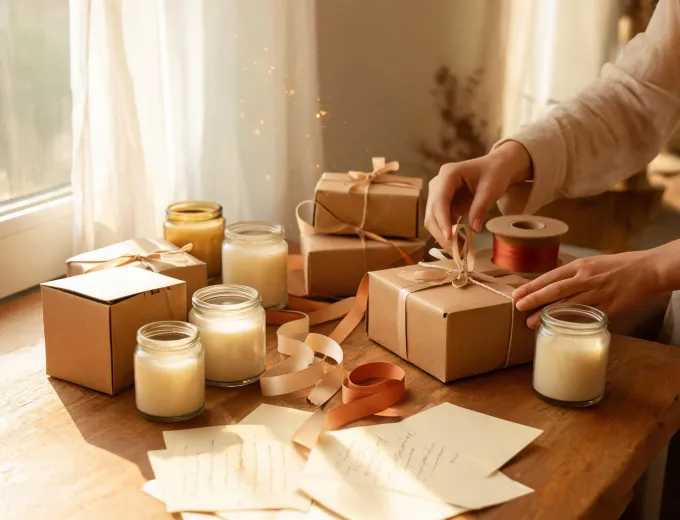 Home fragrance gift packing table